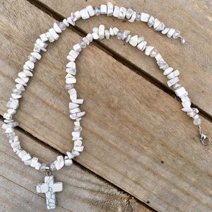 White Turquoise and Howlite Gemstone Necklace